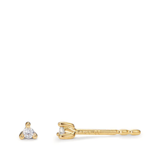 Stud earrings 18k Yellow Gold Diamond 0.04 ct, 2 Stones, w-pi1 Ø2.5 mm