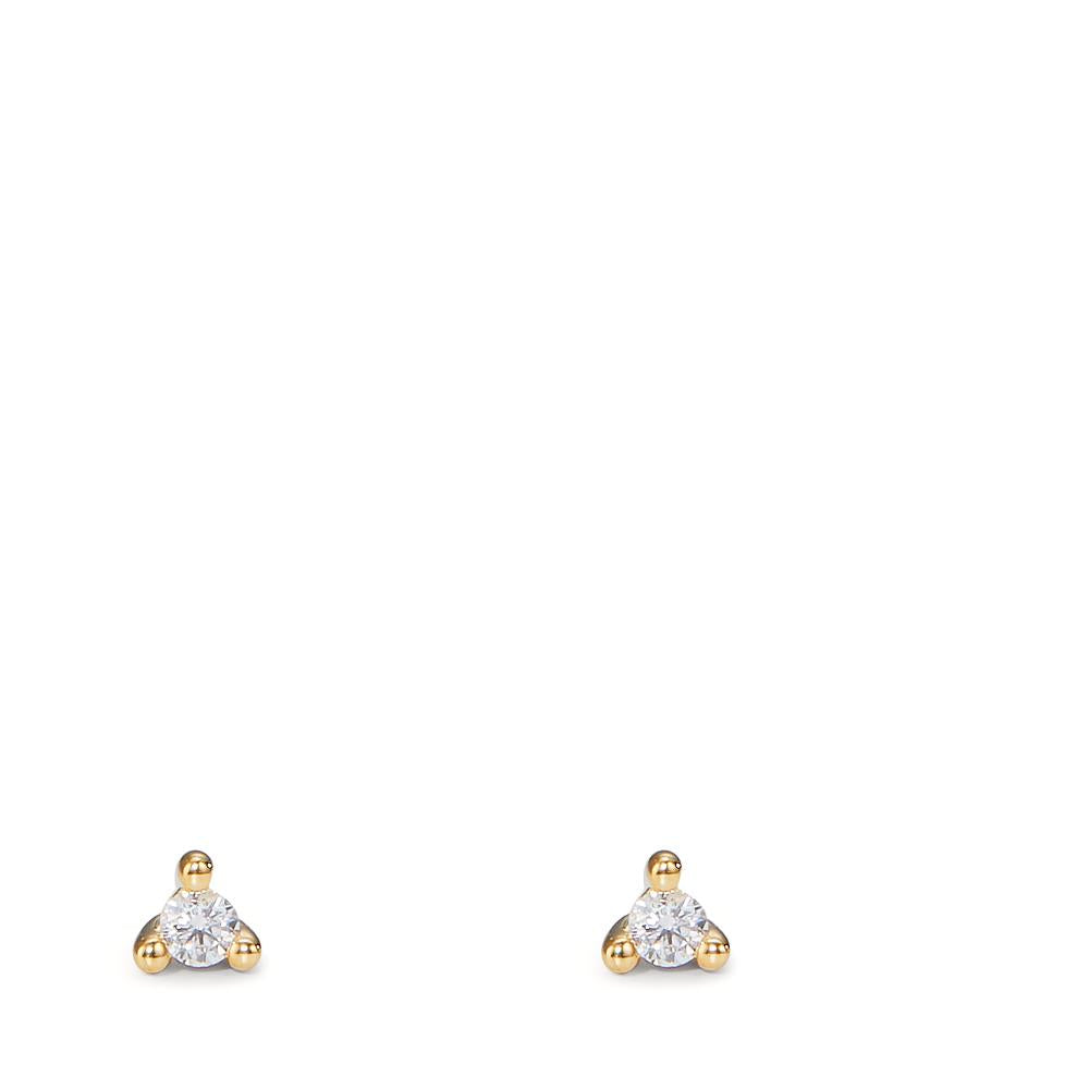 Stud earrings 18k Yellow Gold Diamond 0.04 ct, 2 Stones, w-pi1 Ø2.5 mm