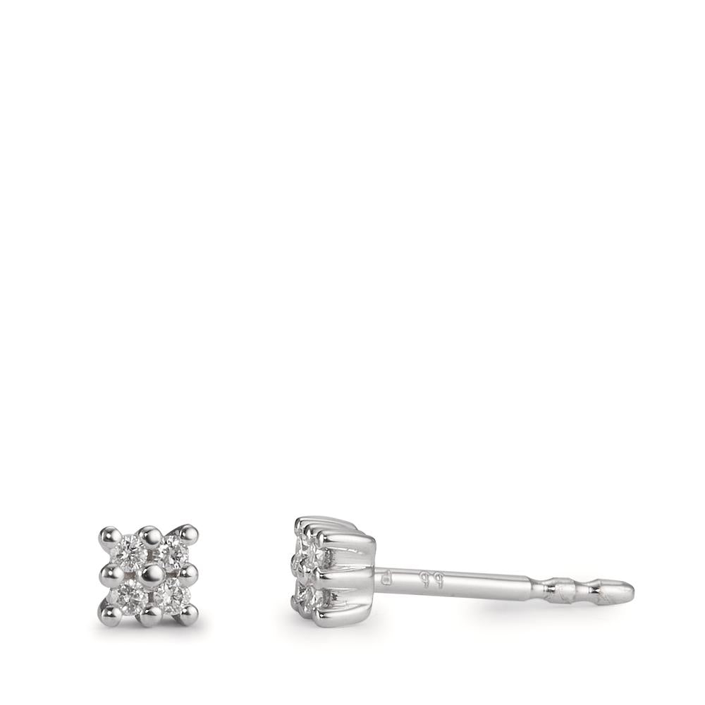 Stud earrings 18k White Gold Diamond 0.06 ct, 8 Stones, w-pi1 Ø3.5 mm