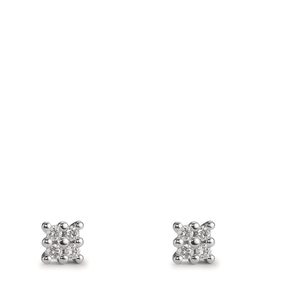 Stud earrings 18k White Gold Diamond 0.06 ct, 8 Stones, w-pi1 Ø3.5 mm