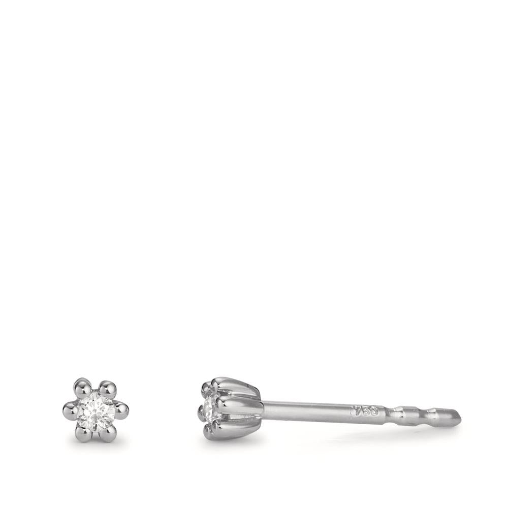 Stud earrings 18k White Gold Diamond 0.04 ct, 2 Stones, w-pi1 Ø3 mm