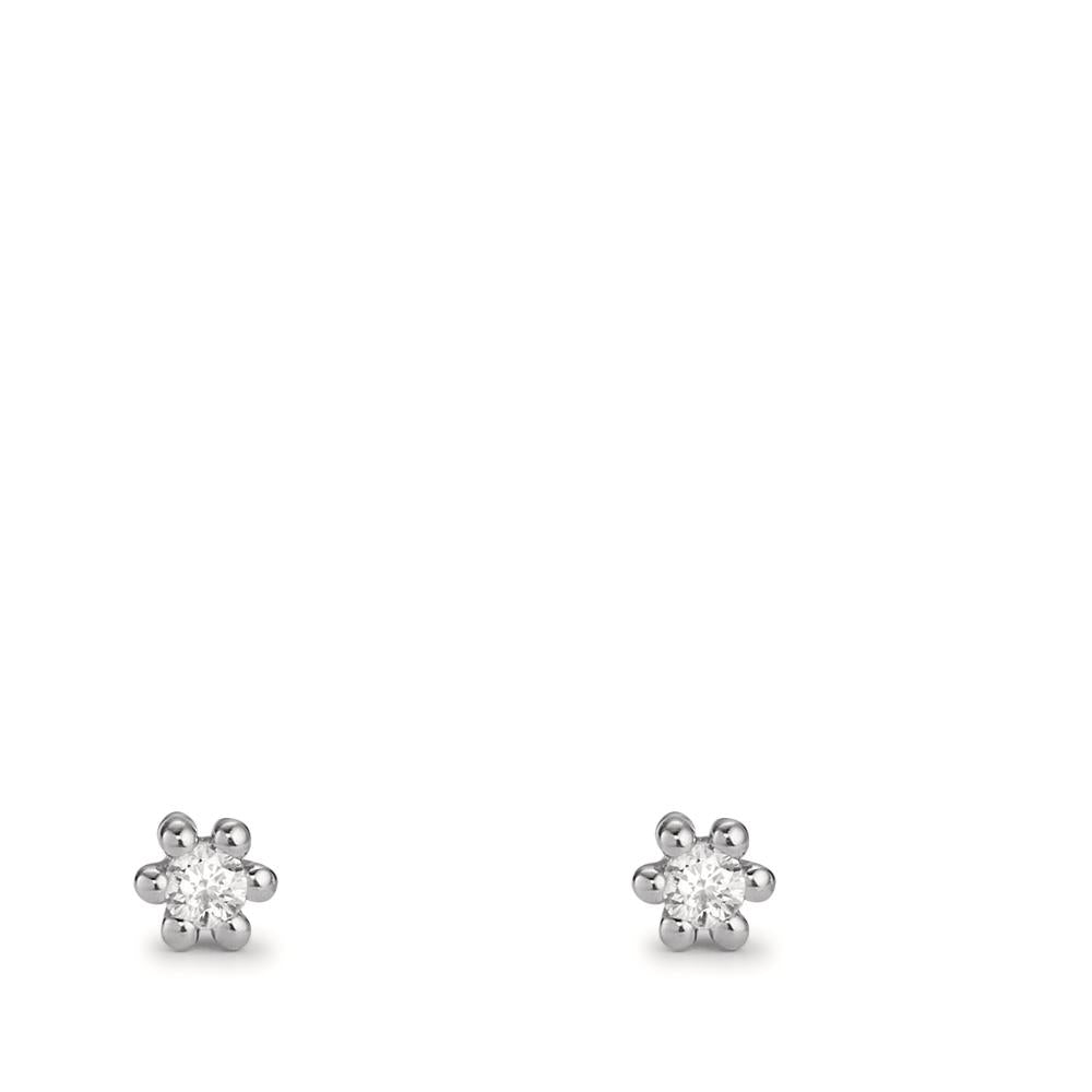 Stud earrings 18k White Gold Diamond 0.04 ct, 2 Stones, w-pi1 Ø3 mm