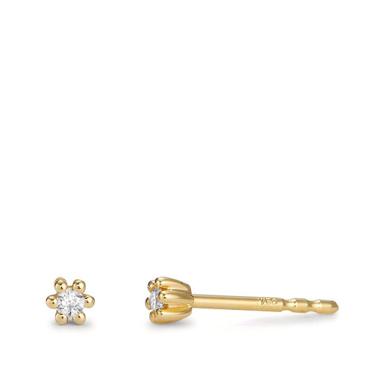 Stud earrings 18k Yellow Gold Diamond 0.04 ct, 2 Stones, w-pi1 Ø3 mm