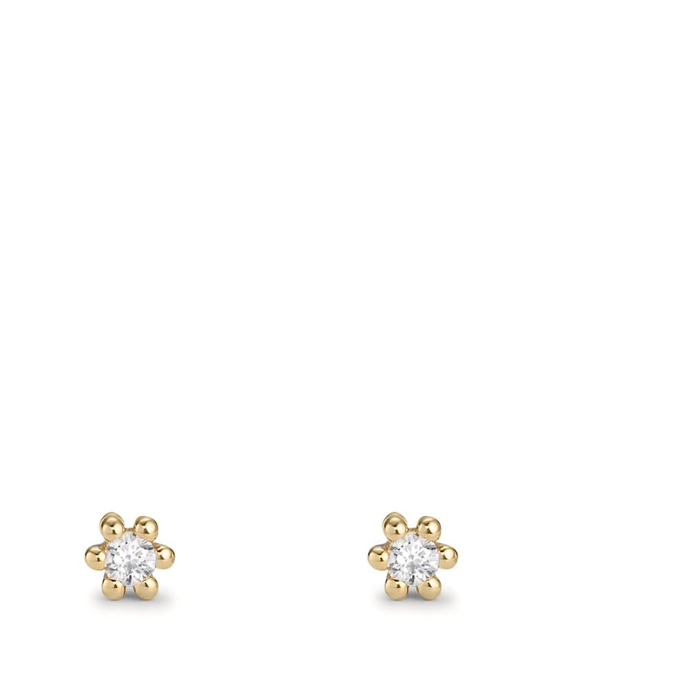 Stud earrings 18k Yellow Gold Diamond 0.04 ct, 2 Stones, w-pi1 Ø3 mm