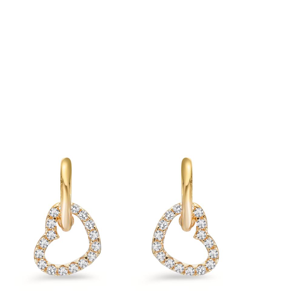 Drop Earrings 14k Yellow Gold Zirconia Heart