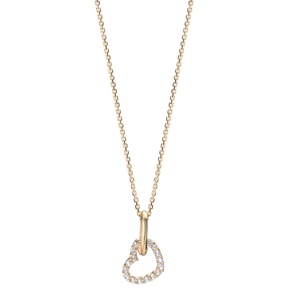 Necklace 14k Yellow Gold Zirconia Heart 42-45 cm