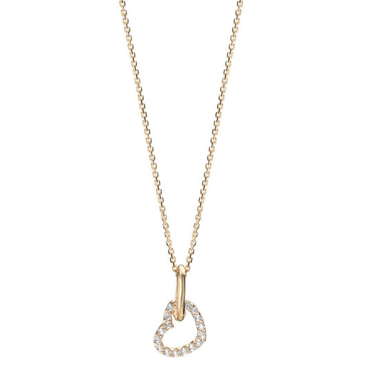 Necklace 14k Yellow Gold Zirconia Heart 42-45 cm