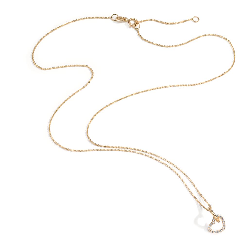 Necklace 14k Yellow Gold Zirconia Heart 42-45 cm