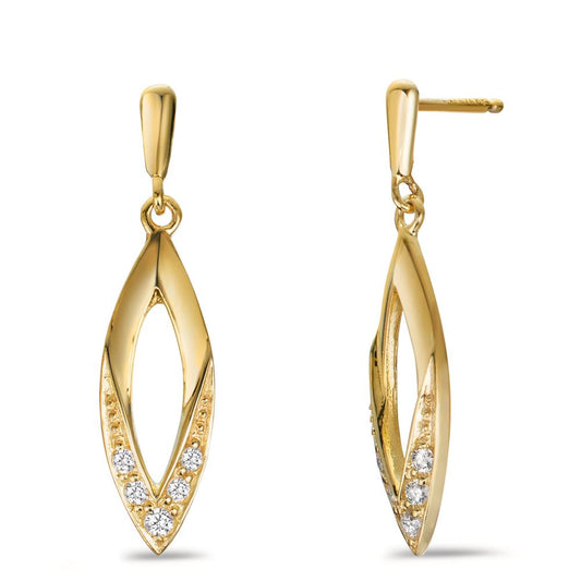 Drop Earrings Silver Zirconia 10 Stones Gold plated