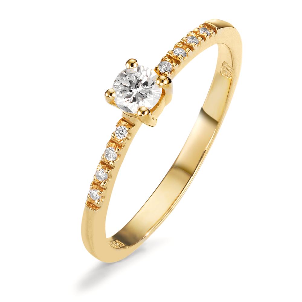 Solitaire ring 18k Yellow Gold Diamond 0.24 ct, 9 Stones, w-si