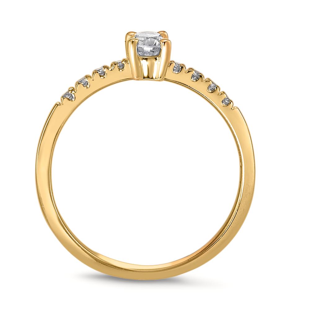 Solitaire ring 18k Yellow Gold Diamond 0.24 ct, 9 Stones, w-si