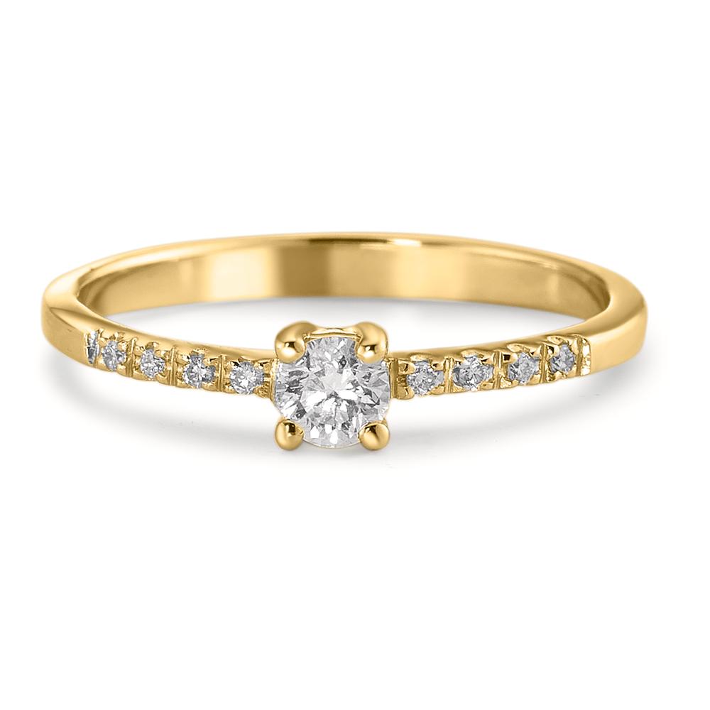 Solitaire ring 18k Yellow Gold Diamond 0.24 ct, 9 Stones, w-si