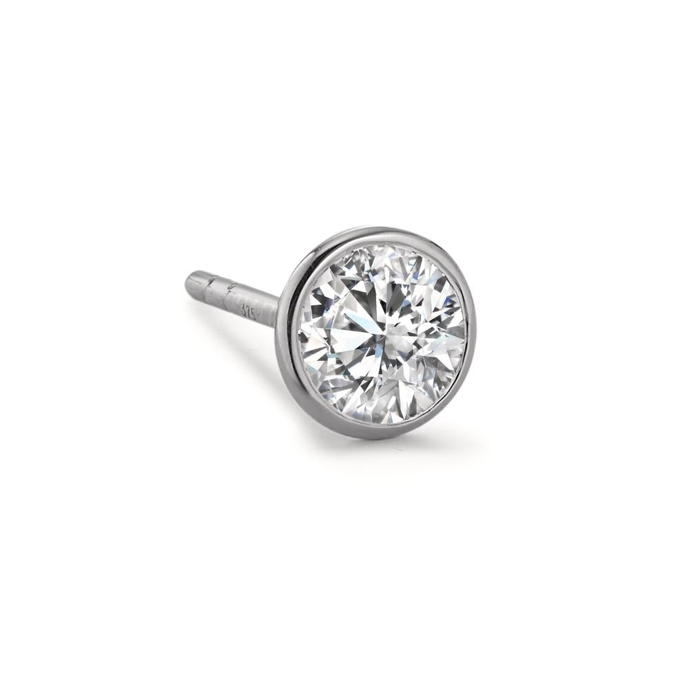 Single stud earring 9k White Gold Zirconia Ø5 mm