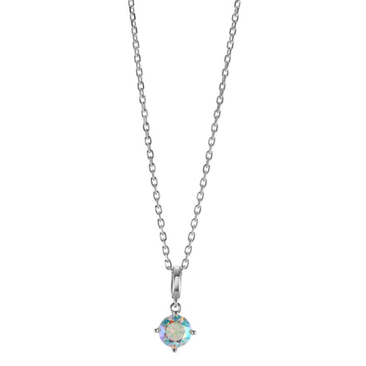 Necklace with pendant Silver Zirconia Rainbow-colored Rhodium plated 40-42 cm Ø6 mm