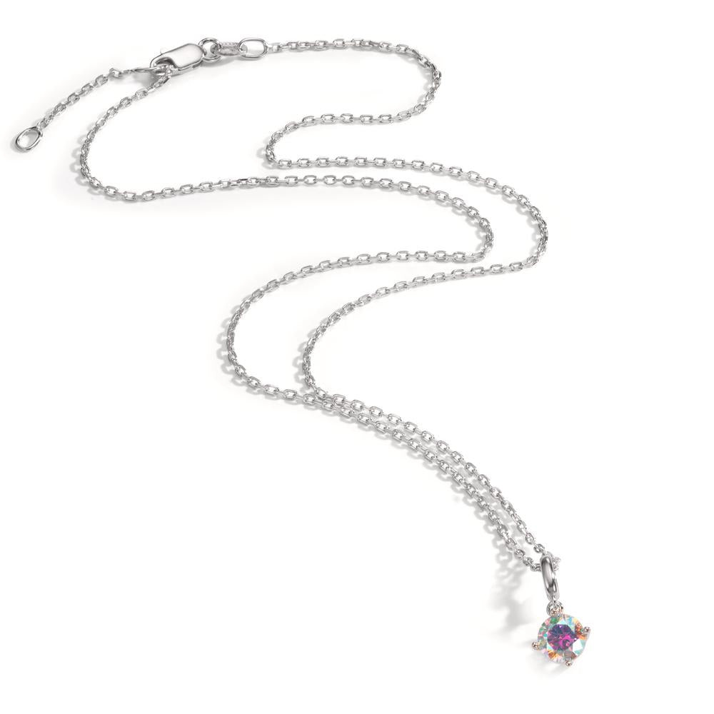 Necklace with pendant Silver Zirconia Rainbow-colored Rhodium plated 40-42 cm Ø6 mm