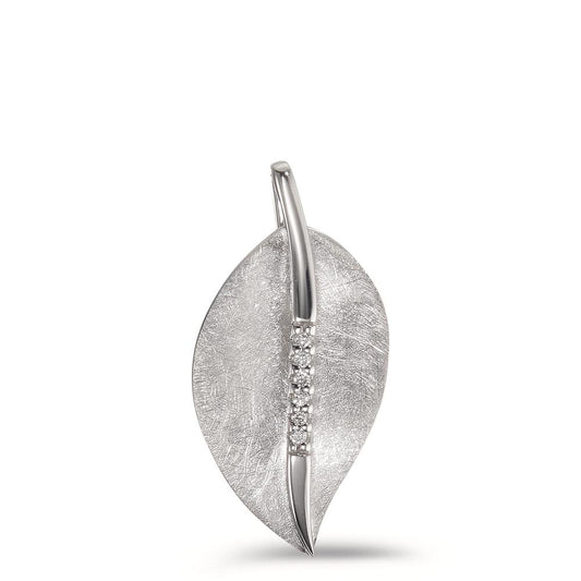 Pendant 18k White Gold Diamond 0.03 ct, 6 Stones, w-si Leaf