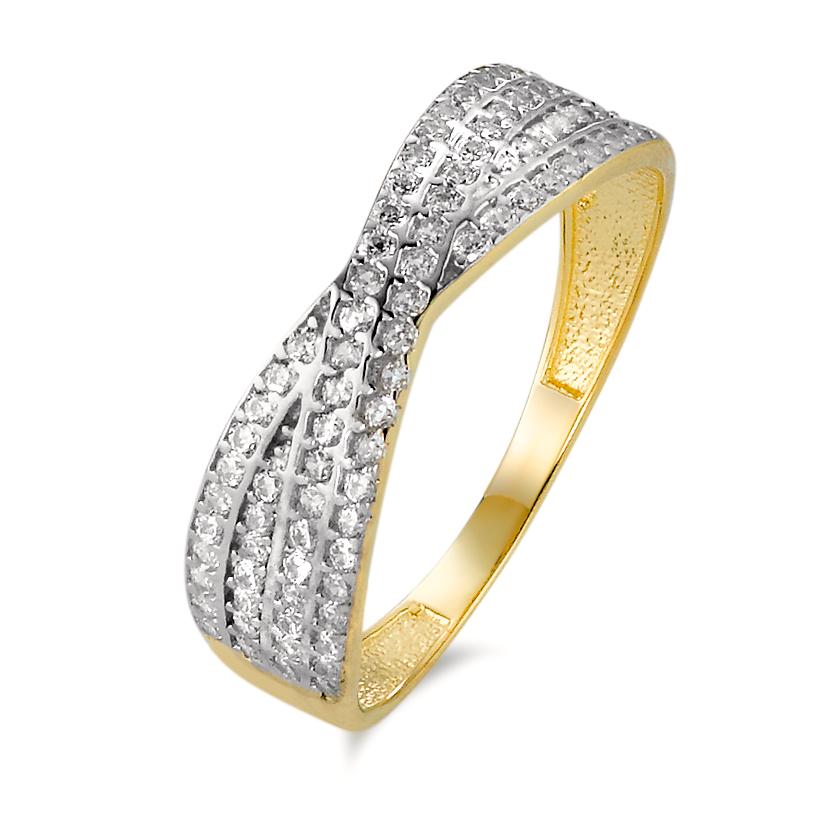 Ring 9k Yellow Gold Zirconia Bicolor