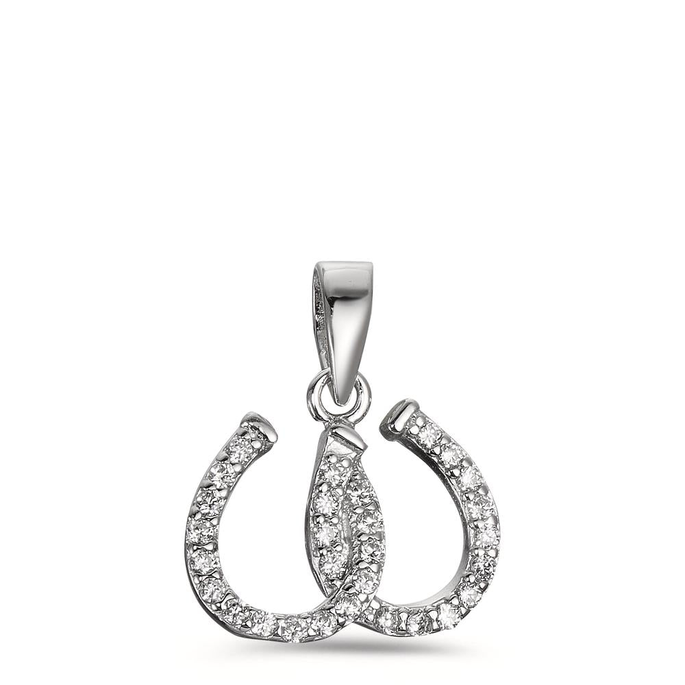 Pendant Silver Zirconia White Rhodium plated Horseshoe