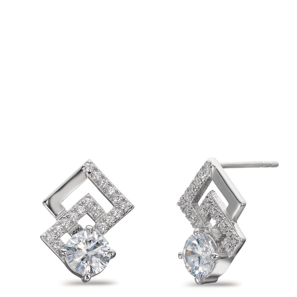 Stud earrings Silver Zirconia White Rhodium plated