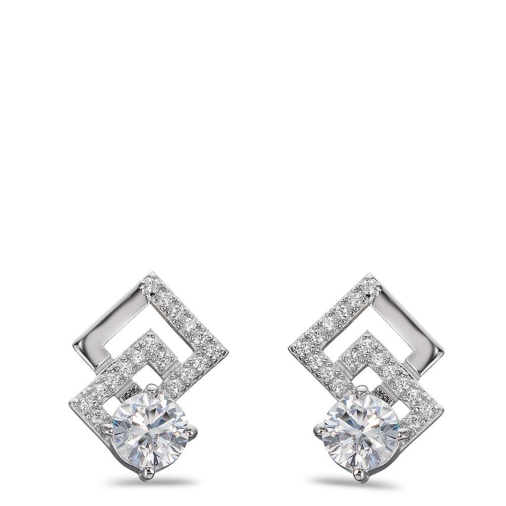 Stud earrings Silver Zirconia White Rhodium plated