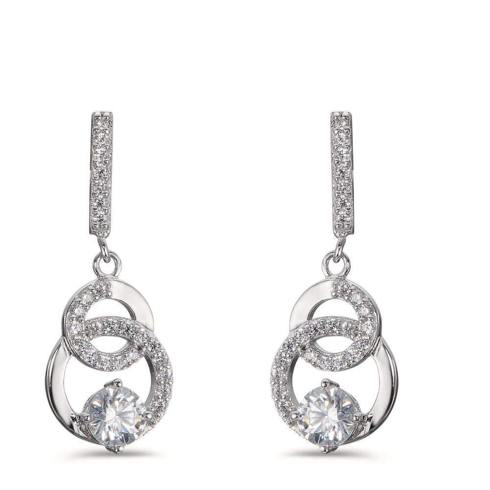 Drop Earrings Silver Zirconia White Rhodium plated