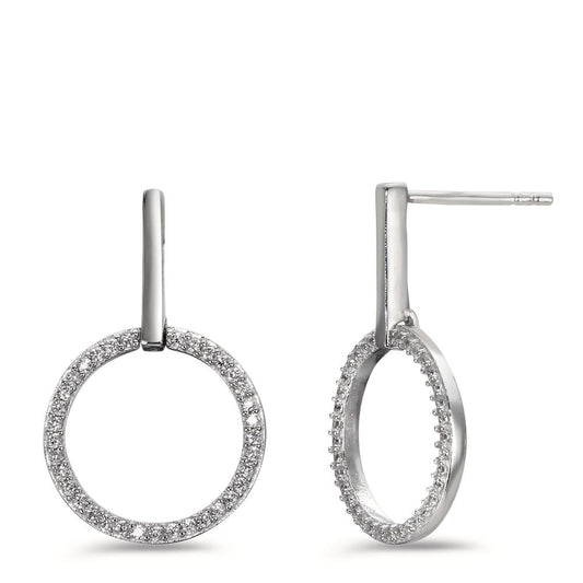 Drop Earrings Silver Zirconia White Rhodium plated Ø15 mm