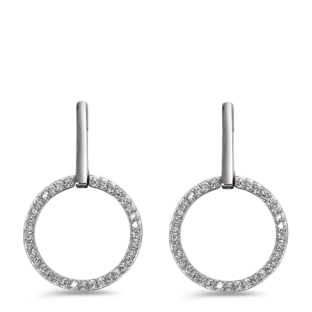 Drop Earrings Silver Zirconia White Rhodium plated Ø15 mm