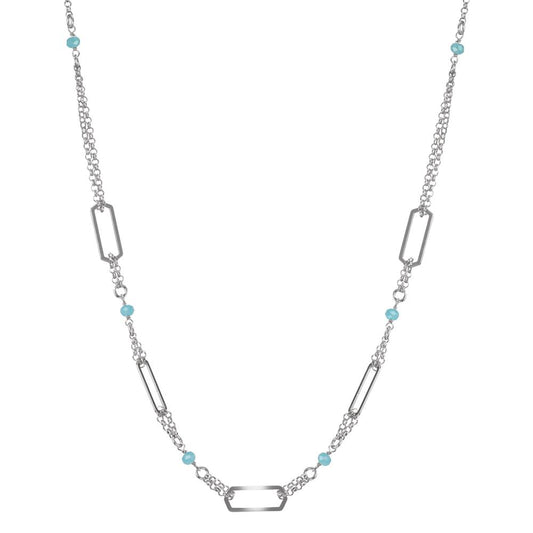 Necklace Silver Crystal Aqua, 6 Stones Rhodium plated 42-45 cm