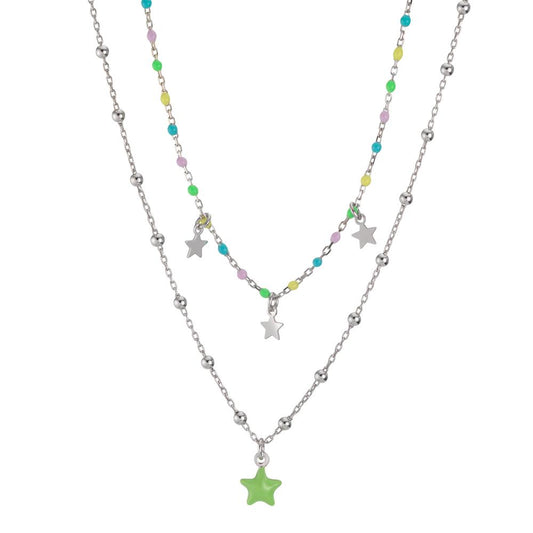 Necklace Silver Rhodium plated Star 38-43 cm