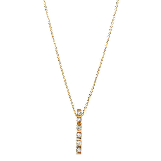 Necklace 18k Yellow Gold Diamond 0.056 ct, 7 Stones, w-si 40-42 cm