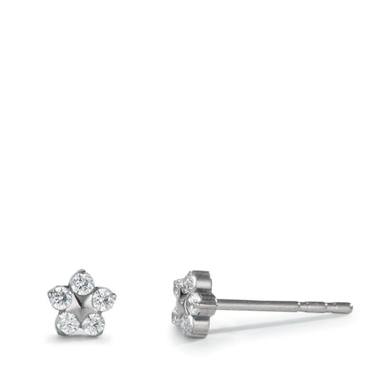 Stud earrings Titanium Zirconia 5 Stones Flower Ø4.5 mm