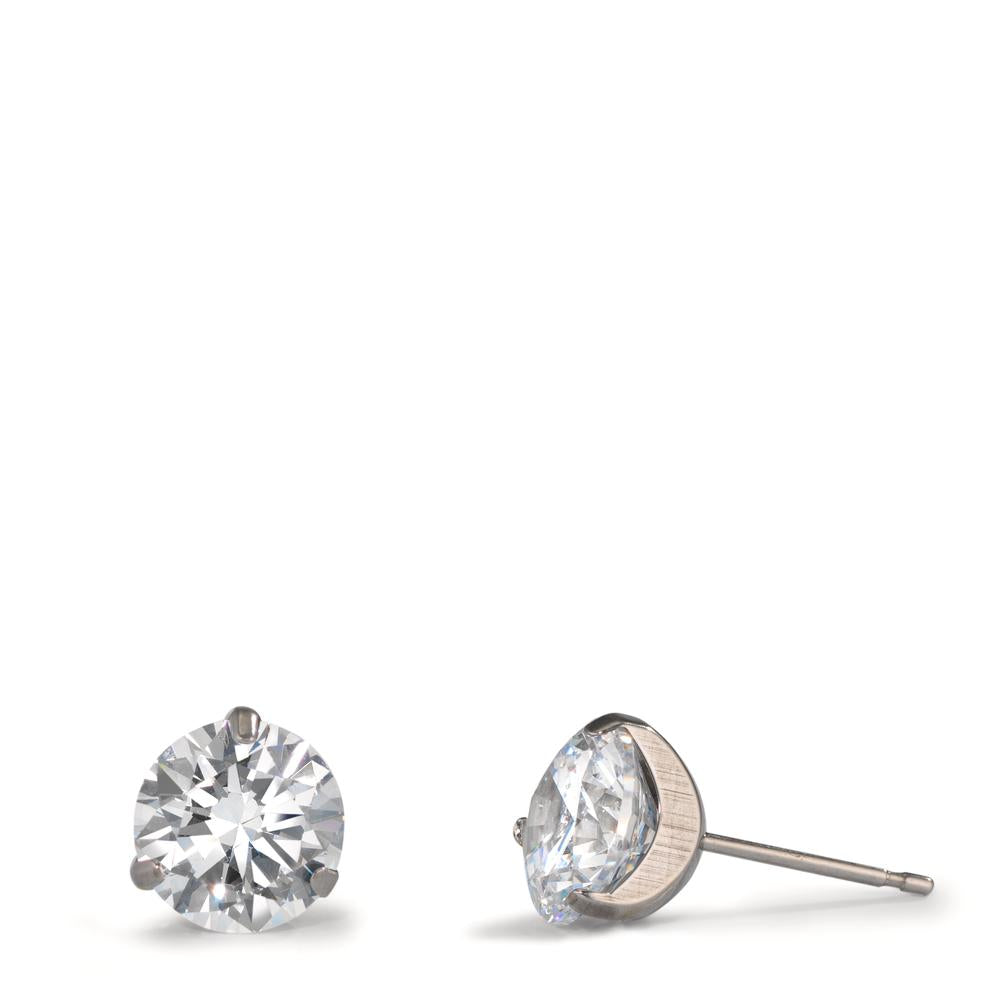 Stud earrings Titanium Zirconia 2 Stones Ø8 mm