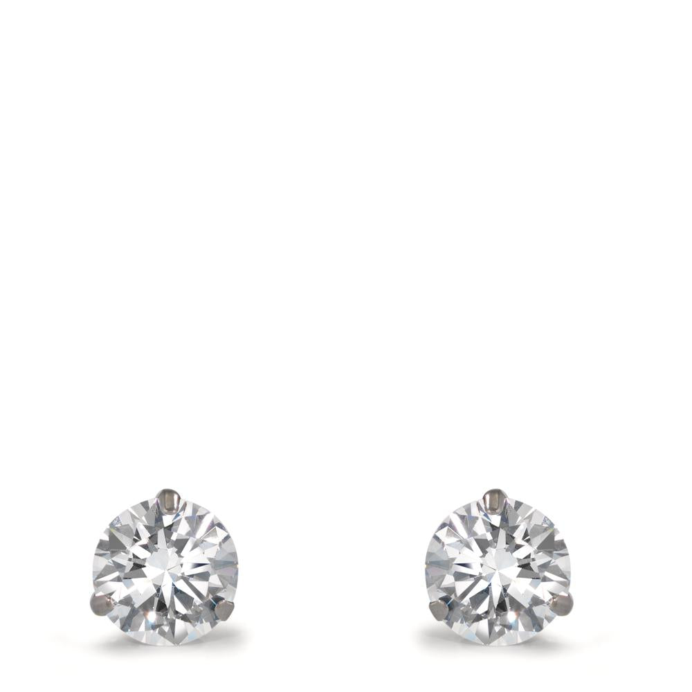 Stud earrings Titanium Zirconia 2 Stones Ø8 mm