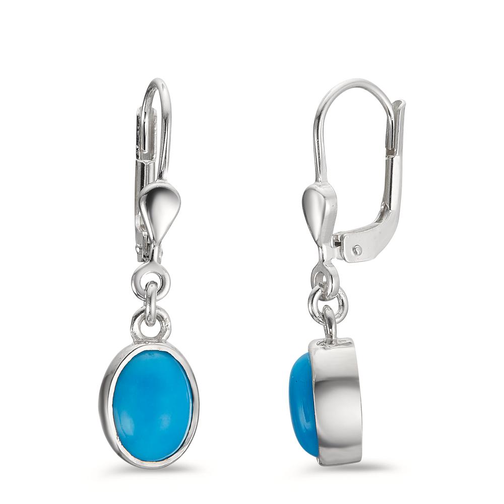 Drop Earrings Silver Turquoise 2 Stones