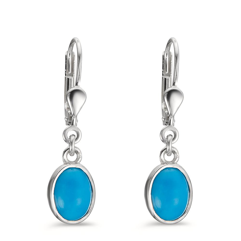 Drop Earrings Silver Turquoise 2 Stones