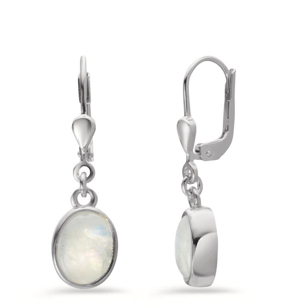 Drop Earrings Silver Moonstone 2 Stones Ø4.5 mm