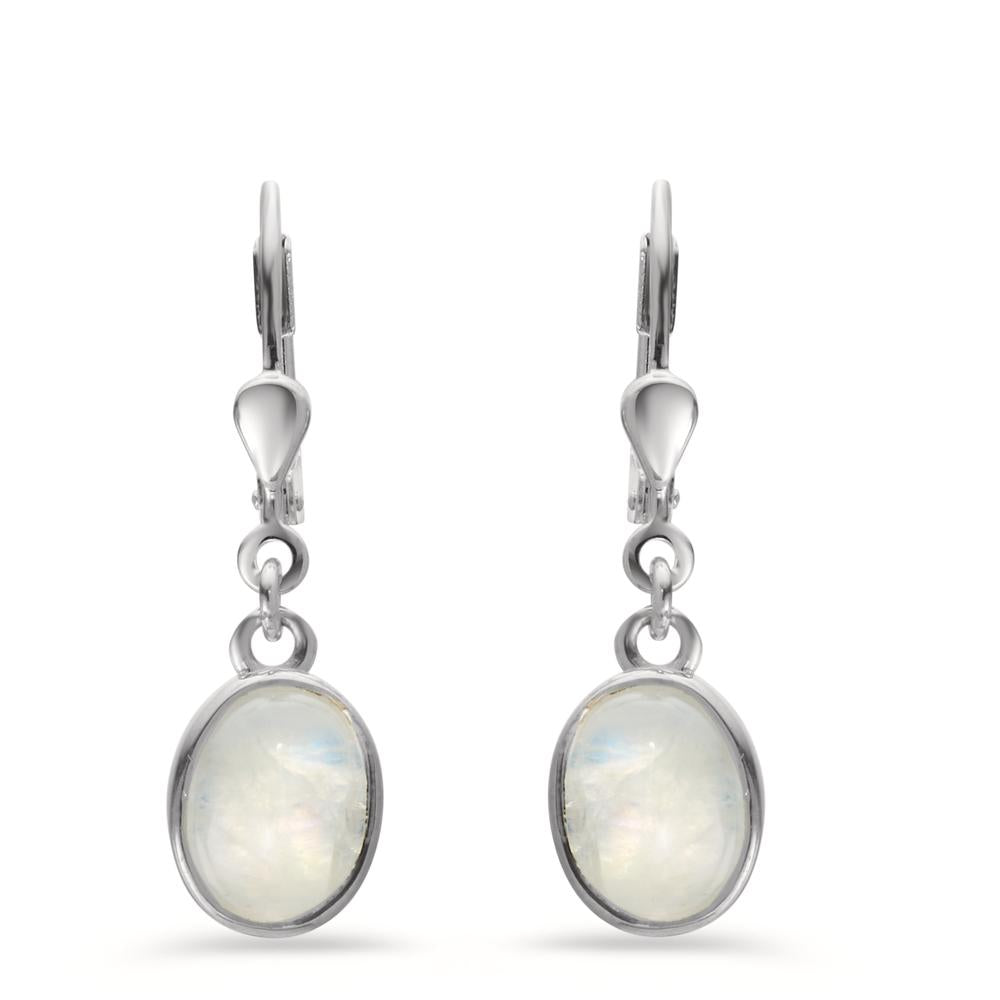 Drop Earrings Silver Moonstone 2 Stones Ø4.5 mm