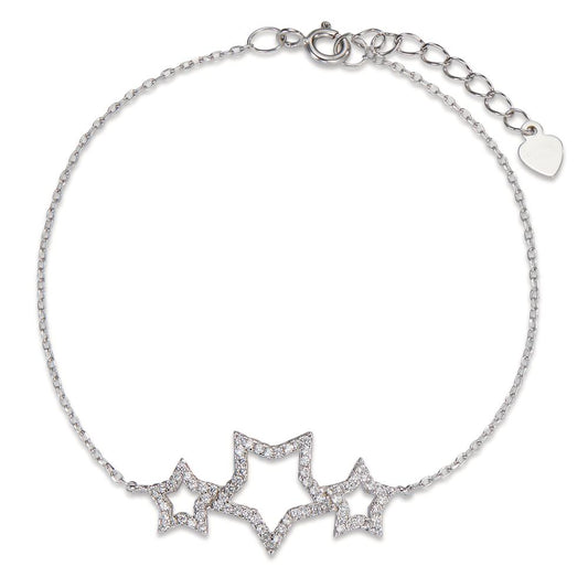 Bracelet Silver Zirconia Rhodium plated Star 17-20 cm