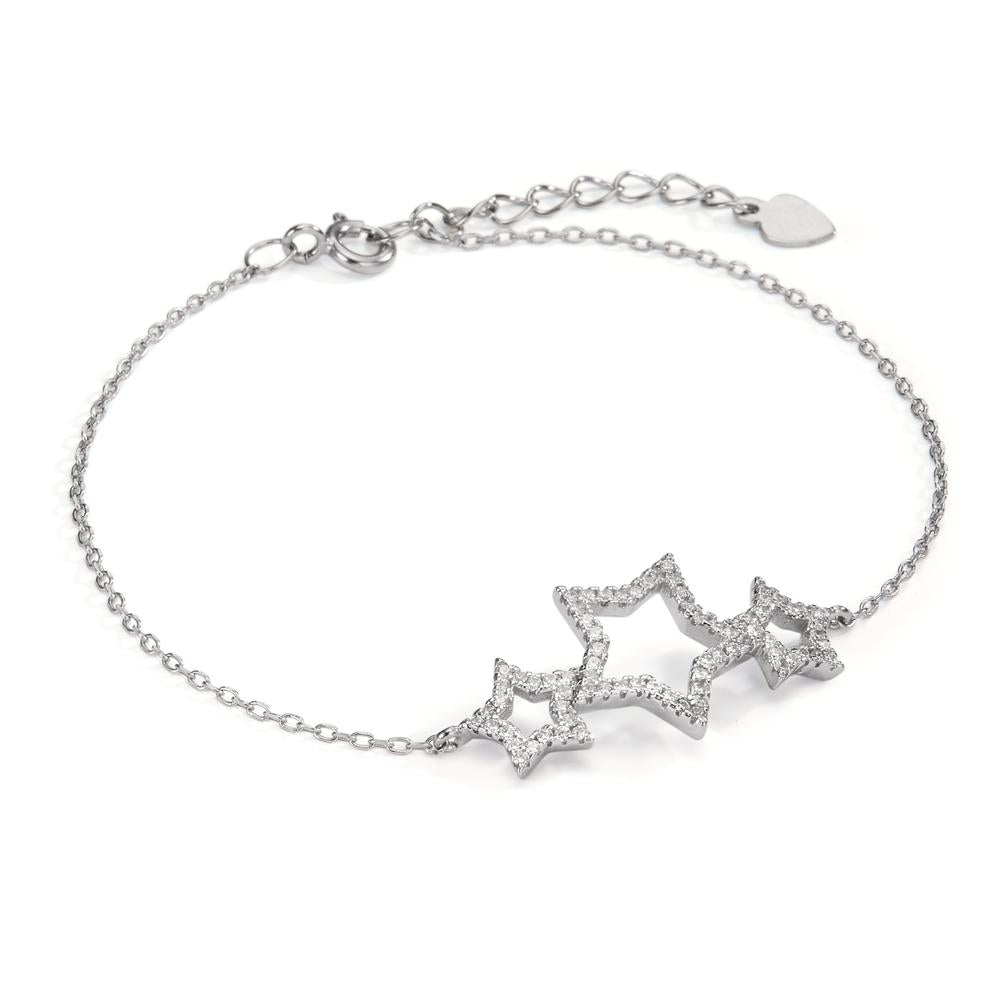 Bracelet Silver Zirconia Rhodium plated Star 17-20 cm