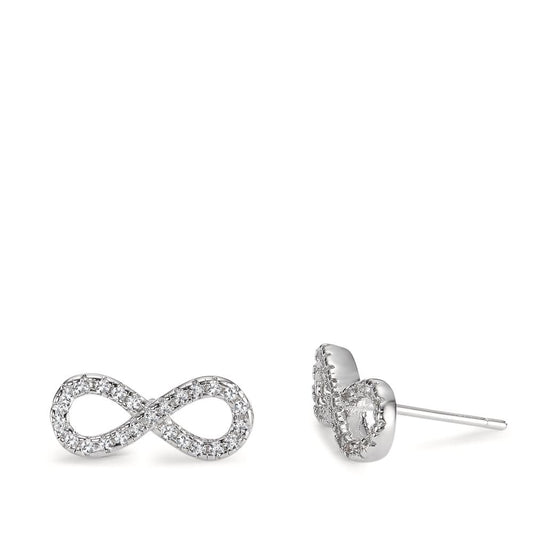 Stud earrings Silver Zirconia Rhodium plated Infinity