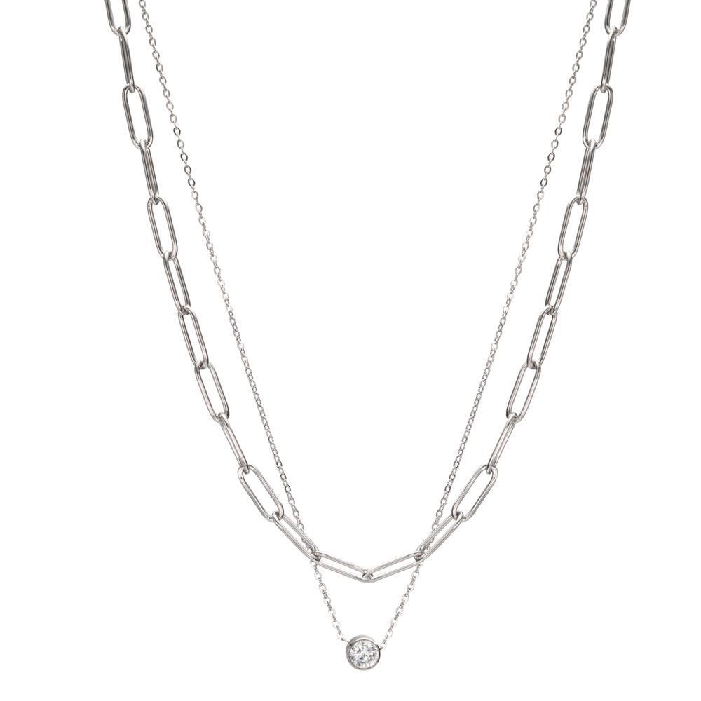 Necklace Stainless steel Zirconia 42-47 cm