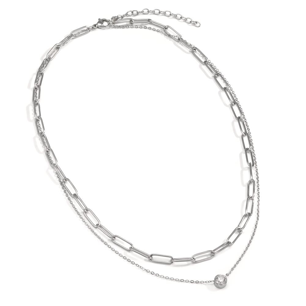 Necklace Stainless steel Zirconia 42-47 cm