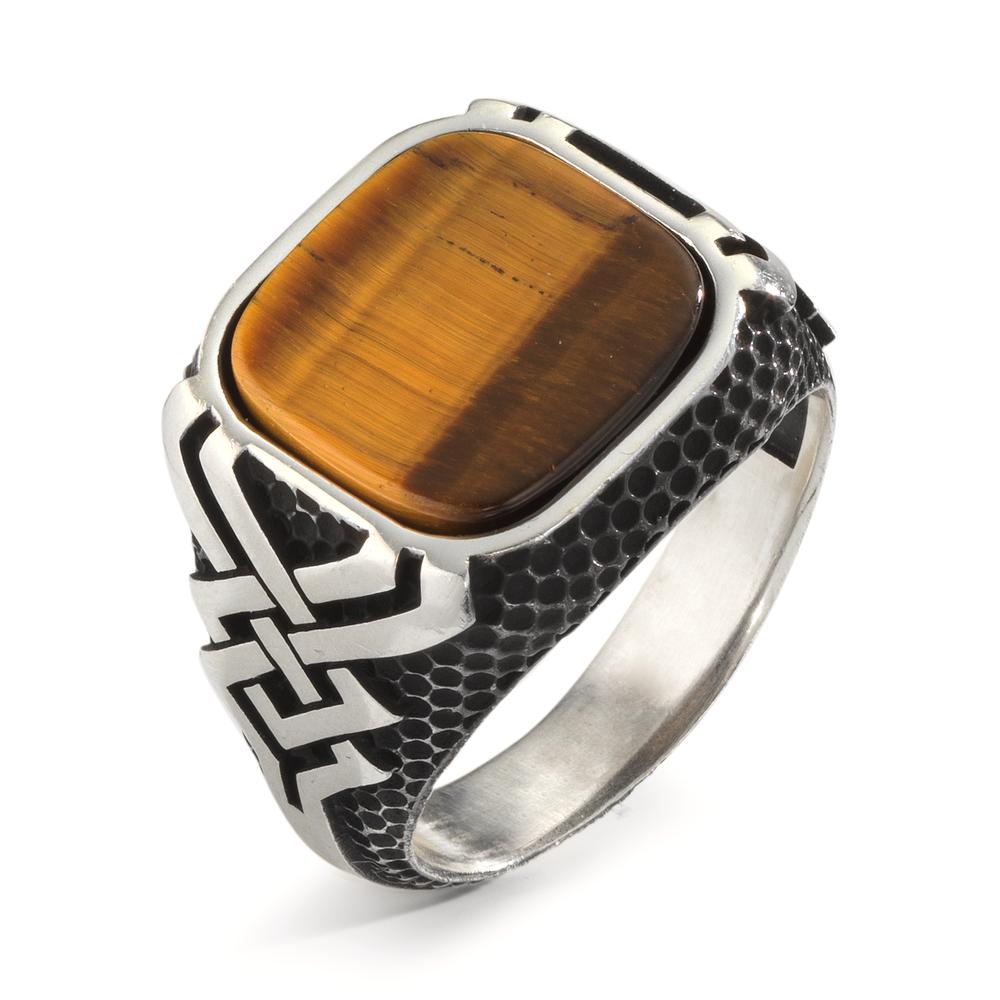 Ring Silver Tiger Eye Patinated