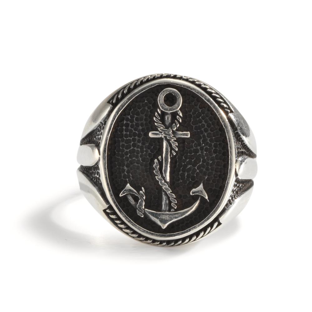 Ring Silver Patinated Anchor