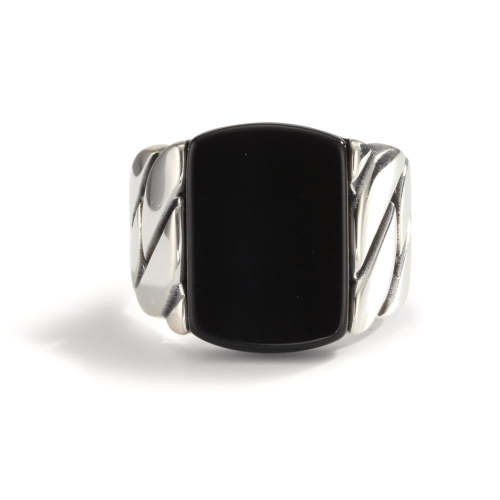 Ring Silver Onyx Patinated