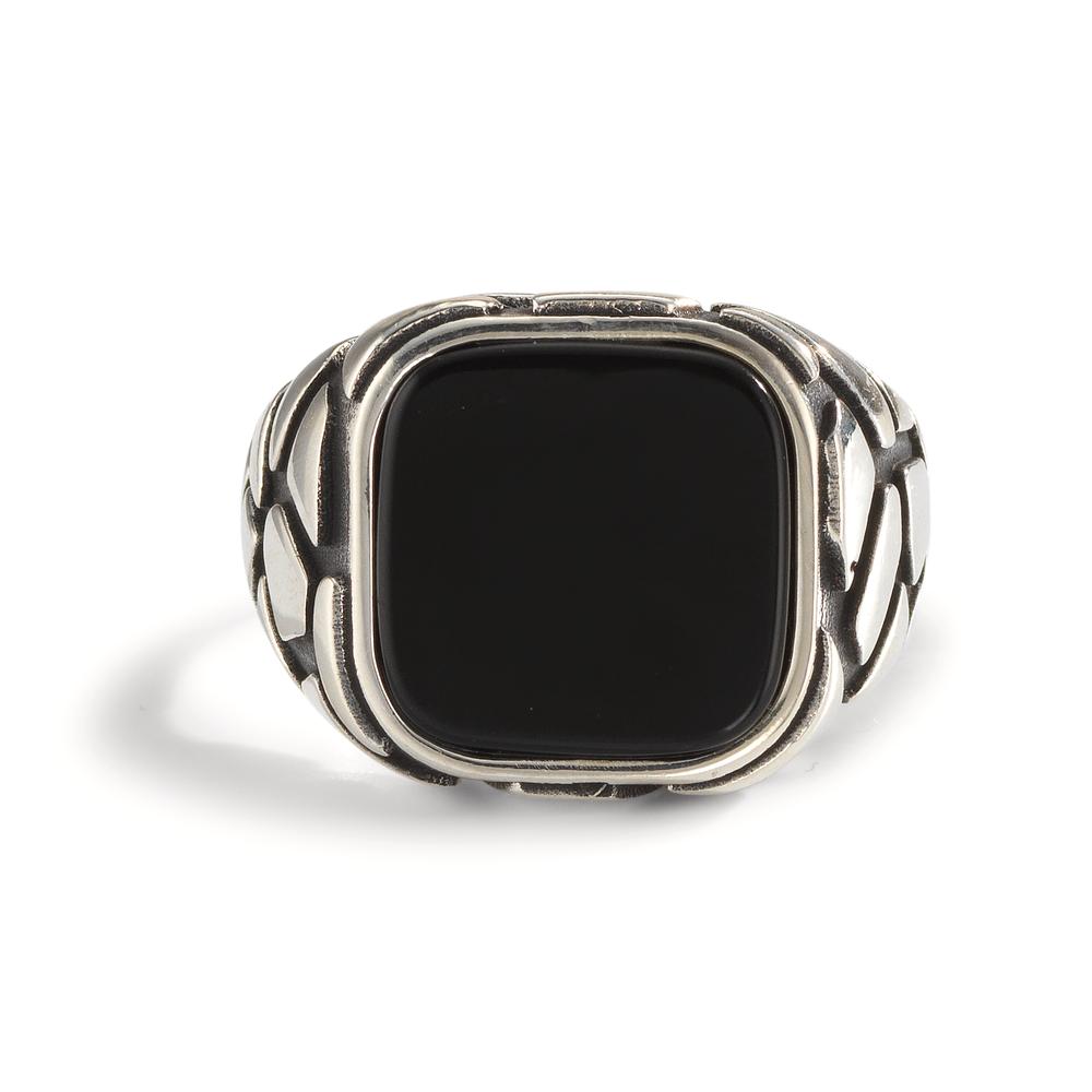 Ring Silver Onyx Patinated