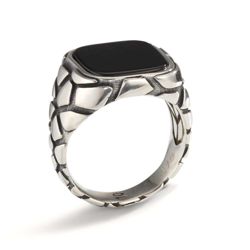 Ring Silver Onyx Patinated