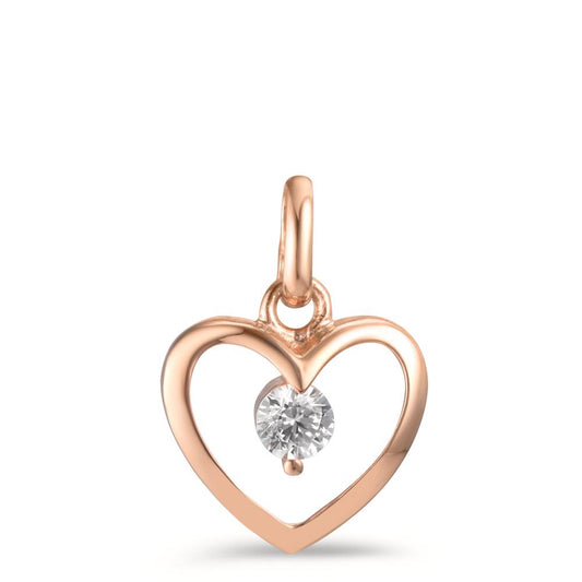 Pendant Silver Zirconia Rose Gold plated Heart Ø10 mm