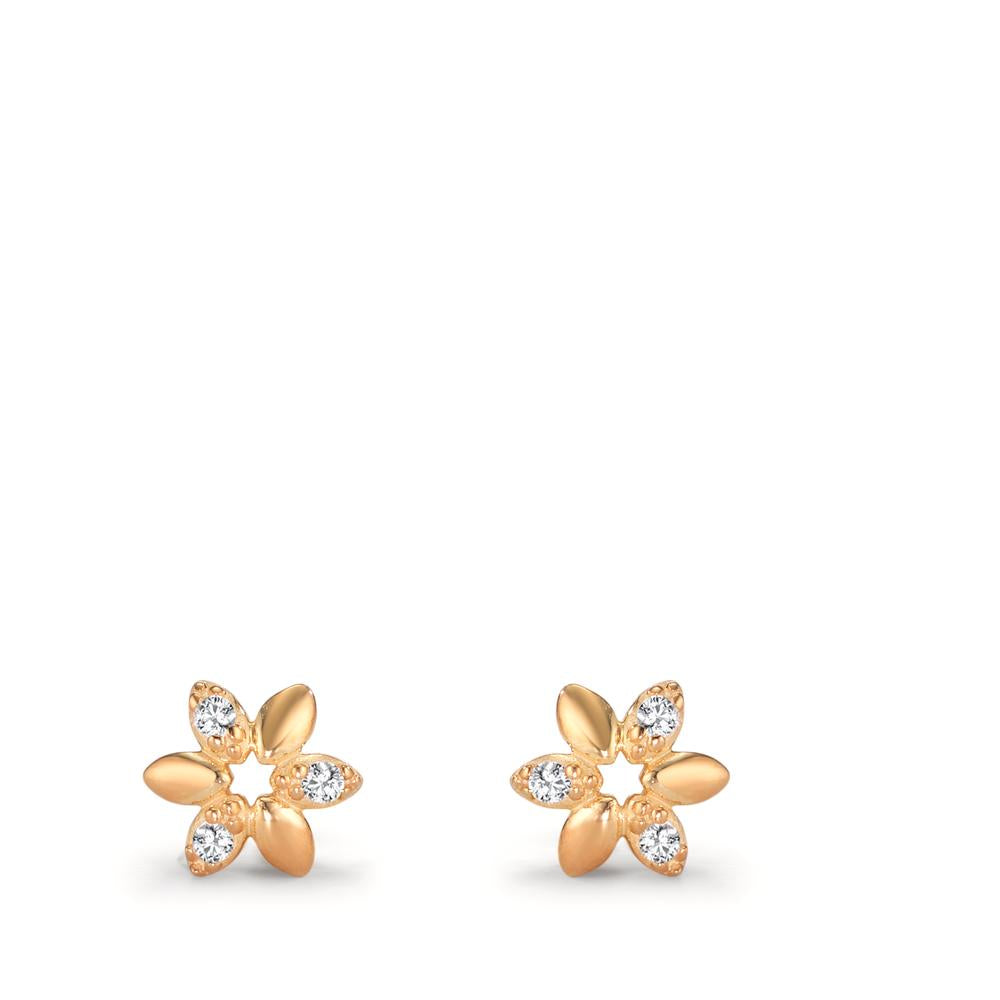 Stud earrings Silver Zirconia 6 Stones Yellow Gold plated Flower Ø5.5 mm