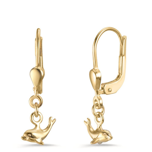 Drop Earrings Silver Yellow Gold plated Dolphin Ø8 mm